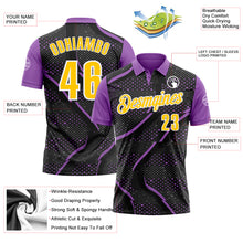 Загрузить изображение в средство просмотра галереи, Custom Black Yellow-Medium Purple 3D Bowling Dot Performance Polo Shirt