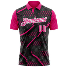 Загрузить изображение в средство просмотра галереи, Custom Black Pink-Hot Pink 3D Bowling Dot Performance Polo Shirt