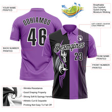 Load image into Gallery viewer, Custom Medium Purple Black-White 3D Bowling Tattoos Performance Polo Shirt