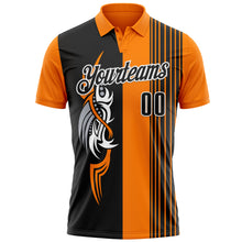 Load image into Gallery viewer, Custom Bay Orange Black-White 3D Bowling Tattoos Performance Polo Shirt