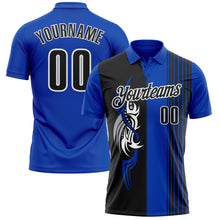 Загрузить изображение в средство просмотра галереи, Custom Thunder Blue Black-White 3D Bowling Tattoos Performance Polo Shirt
