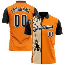 Load image into Gallery viewer, Custom Bay Orange Black-City Cream 3D Bowling Spider Performance Polo Shirt