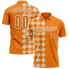 Load image into Gallery viewer, Custom Bay Orange City Cream-White 3D Bowling Geometric Square Shape Performance Polo Shirt