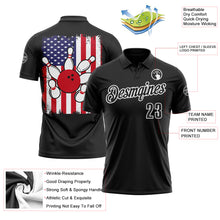 Charger l'image dans la galerie, Custom Black White 3D Bowling American Flag Performance Polo Shirt