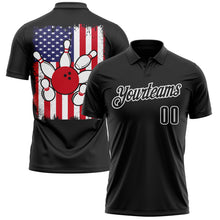 Charger l'image dans la galerie, Custom Black White 3D Bowling American Flag Performance Polo Shirt