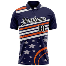 Загрузить изображение в средство просмотра галереи, Custom Navy Black-White 3D Bowling Star Performance Polo Shirt