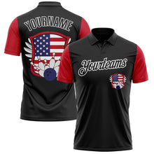 Charger l'image dans la galerie, Custom Black White 3D Bowling American Flag Performance Polo Shirt