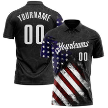 Charger l'image dans la galerie, Custom Black White 3D Bowling American Flag Performance Polo Shirt