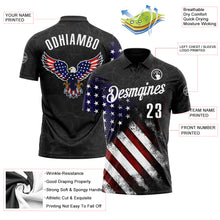 Charger l'image dans la galerie, Custom Black White 3D Bowling American Flag Eagle Performance Polo Shirt