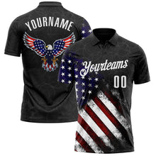 Charger l'image dans la galerie, Custom Black White 3D Bowling American Flag Eagle Performance Polo Shirt