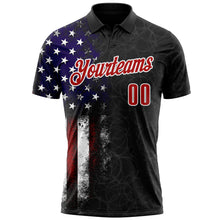 Charger l'image dans la galerie, Custom Black Red-White 3D Bowling American Flag Performance Polo Shirt