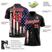 Charger l'image dans la galerie, Custom Black Red-White 3D Bowling American Flag Performance Polo Shirt