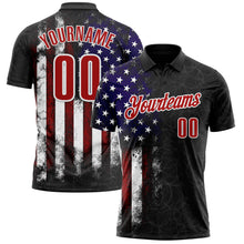Charger l'image dans la galerie, Custom Black Red-White 3D Bowling American Flag Performance Polo Shirt