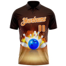 Загрузить изображение в средство просмотра галереи, Custom Brown Bay Orange-White 3D Bowling Performance Polo Shirt
