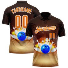 Загрузить изображение в средство просмотра галереи, Custom Brown Bay Orange-White 3D Bowling Performance Polo Shirt