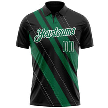 Загрузить изображение в средство просмотра галереи, Custom Black Kelly Green-White 3D Bowling Line Shape Performance Polo Shirt