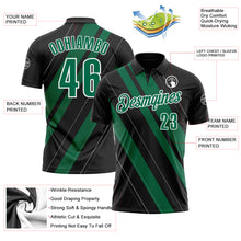 Загрузить изображение в средство просмотра галереи, Custom Black Kelly Green-White 3D Bowling Line Shape Performance Polo Shirt