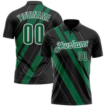 Загрузить изображение в средство просмотра галереи, Custom Black Kelly Green-White 3D Bowling Line Shape Performance Polo Shirt