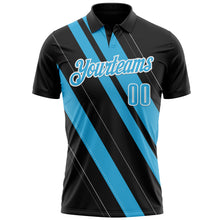 Загрузить изображение в средство просмотра галереи, Custom Black Sky Blue-White 3D Bowling Line Shape Performance Polo Shirt