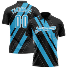 Загрузить изображение в средство просмотра галереи, Custom Black Sky Blue-White 3D Bowling Line Shape Performance Polo Shirt
