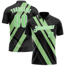 Загрузить изображение в средство просмотра галереи, Custom Black Pea Green-White 3D Bowling Line Shape Performance Polo Shirt
