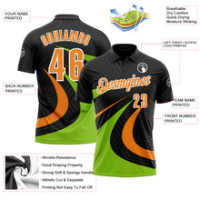 Загрузить изображение в средство просмотра галереи, Custom Black Bay Orange-Neon Green 3D Bowling Geometric Shape Performance Polo Shirt