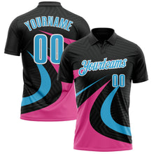 Загрузить изображение в средство просмотра галереи, Custom Black Sky Blue-Pink 3D Bowling Geometric Shape Performance Polo Shirt