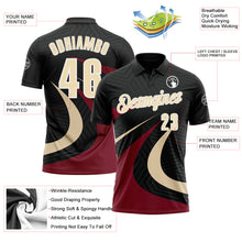 Загрузить изображение в средство просмотра галереи, Custom Black Cream-Crimson 3D Bowling Geometric Shape Performance Polo Shirt