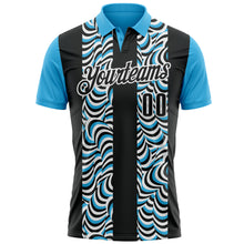 Загрузить изображение в средство просмотра галереи, Custom Black Sky Blue-White 3D Bowling Geometric Shape Performance Polo Shirt