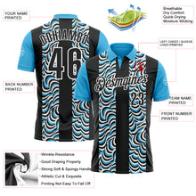 Загрузить изображение в средство просмотра галереи, Custom Black Sky Blue-White 3D Bowling Geometric Shape Performance Polo Shirt