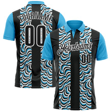Загрузить изображение в средство просмотра галереи, Custom Black Sky Blue-White 3D Bowling Geometric Shape Performance Polo Shirt