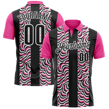 Загрузить изображение в средство просмотра галереи, Custom Black Pink-White 3D Bowling Geometric Shape Performance Polo Shirt
