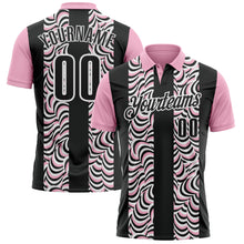 Загрузить изображение в средство просмотра галереи, Custom Black Light Pink-White 3D Bowling Geometric Shape Performance Polo Shirt