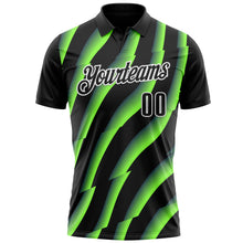 Загрузить изображение в средство просмотра галереи, Custom Black Neon Green-White 3D Bowling Geometric Shape Performance Polo Shirt