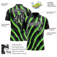 Загрузить изображение в средство просмотра галереи, Custom Black Neon Green-White 3D Bowling Geometric Shape Performance Polo Shirt