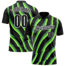 Загрузить изображение в средство просмотра галереи, Custom Black Neon Green-White 3D Bowling Geometric Shape Performance Polo Shirt