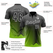 Загрузить изображение в средство просмотра галереи, Custom Black Neon Green-Gray 3D Bowling Geometric Shape Performance Polo Shirt