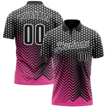 Загрузить изображение в средство просмотра галереи, Custom Black Pink-Gray 3D Bowling Geometric Shape Performance Polo Shirt