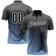 Загрузить изображение в средство просмотра галереи, Custom Black Light Blue-Gray 3D Bowling Geometric Shape Performance Polo Shirt