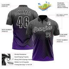 Загрузить изображение в средство просмотра галереи, Custom Black Purple-Gray 3D Bowling Geometric Shape Performance Polo Shirt