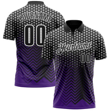 Загрузить изображение в средство просмотра галереи, Custom Black Purple-Gray 3D Bowling Geometric Shape Performance Polo Shirt