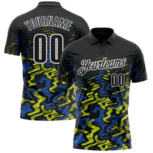 Загрузить изображение в средство просмотра галереи, Custom Black Royal-Neon Yellow 3D Bowling Abstract Grunge Art Performance Polo Shirt