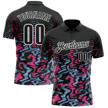 Загрузить изображение в средство просмотра галереи, Custom Black Light Blue-Pink 3D Bowling Abstract Grunge Art Performance Polo Shirt