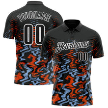 Загрузить изображение в средство просмотра галереи, Custom Black Light Blue-Orange 3D Bowling Abstract Grunge Art Performance Polo Shirt