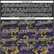 Загрузить изображение в средство просмотра галереи, Custom Black Purple-Old Gold 3D Bowling Abstract Grunge Art Performance Polo Shirt