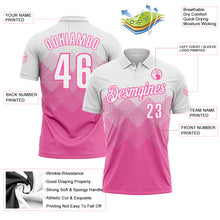 Charger l'image dans la galerie, Custom White Pink 3D Pattern Design Gradient Square Shape Performance Polo Shirt