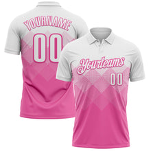 Charger l'image dans la galerie, Custom White Pink 3D Pattern Design Gradient Square Shape Performance Polo Shirt