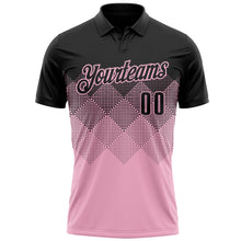 Загрузить изображение в средство просмотра галереи, Custom Black Light Pink 3D Pattern Design Gradient Square Shape Performance Polo Shirt