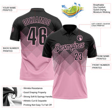 Загрузить изображение в средство просмотра галереи, Custom Black Light Pink 3D Pattern Design Gradient Square Shape Performance Polo Shirt