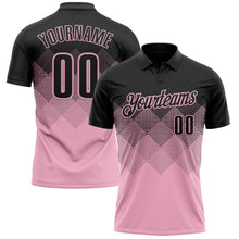 Загрузить изображение в средство просмотра галереи, Custom Black Light Pink 3D Pattern Design Gradient Square Shape Performance Polo Shirt